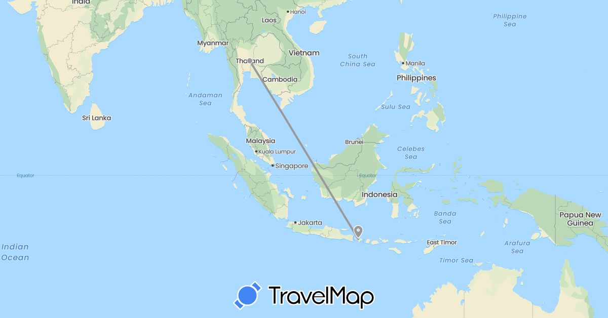 TravelMap itinerary: driving, plane in Indonesia, Thailand (Asia)